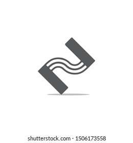 letter n stripes line shadow logo vector