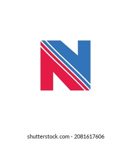 letra N rayas movimiento logotipo geométrico colorante vector