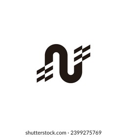 letter n stripes race flag road logo vector 