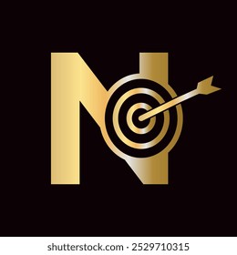 Letter N Success Logo Combine with Bow Target  Icon