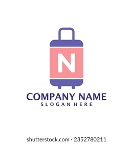 Letter N with Suitcase logo design vector. Initial N with Suitcase logo design template concept