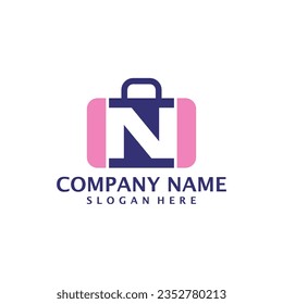 Letter N with Suitcase logo design vector. Initial N with Suitcase logo design template concept