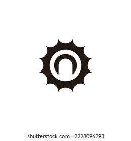 Letter n in sun, circle geometric symbol simple logo vector