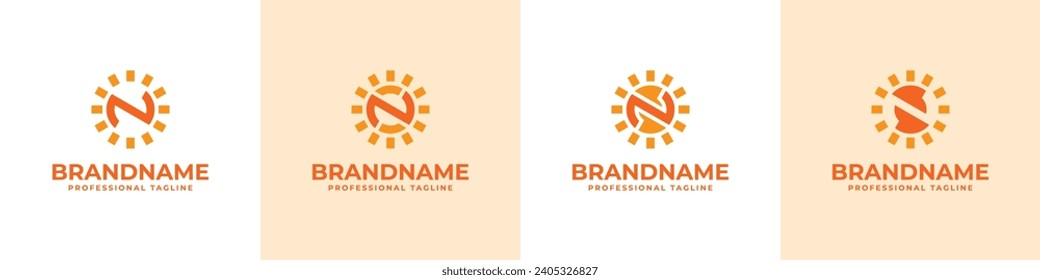 Letter N Sun Logo Set, suitable for business related to solar with N initial