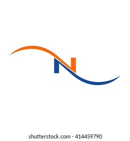 letter N and swoosh logo vector.