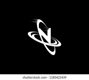 Letter N Swoosh Ring Orbit Dimension Logo Design