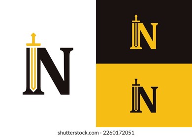 Letter N with sword combination concept. Very suitable for symbol, logo, company name, brand name, personal name, icon and many more.