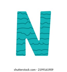 The letter N. Symbol from the cute alphabet. Isolated on white background. Vector illustration.