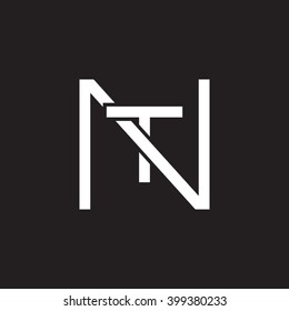 letter N and T monogram square shape logo white black background
