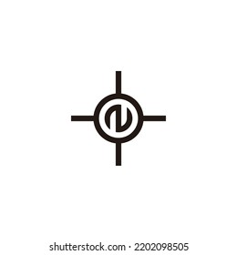 Letter N target, circle geometric symbol simple logo vector