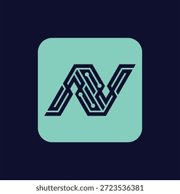 Letra N tech circuit Diseño Logotipo Concepto Vector Plantilla