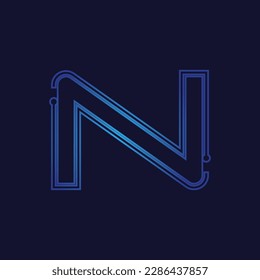 Letter N Tech Logo Design Vector