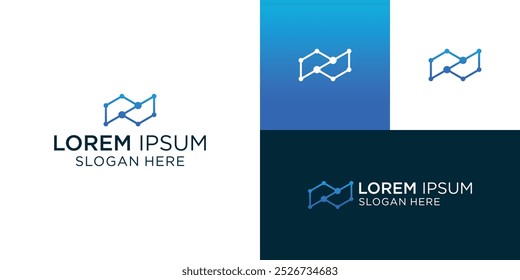 letter N tech logo design template