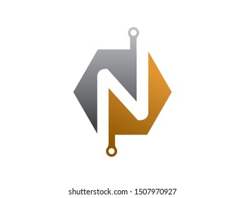 Letter N Tech logo or symbol template design