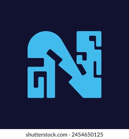 Logo moderno de Letter N Tech, icono para negocios y Tecnología Brand Identity