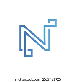 Letra N Techno Linha ícone do logotipo vetor