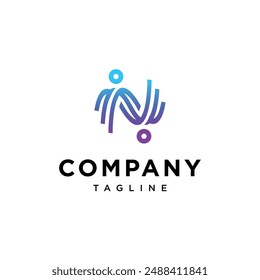 Letter N Techno People logo icon vector