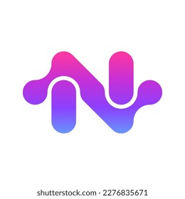 Letter N technology abstract modern logo