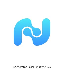 Letter N technology logo design template