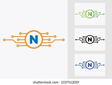 Letter N Logo Design Template. Logo-Design des Netzwerks
