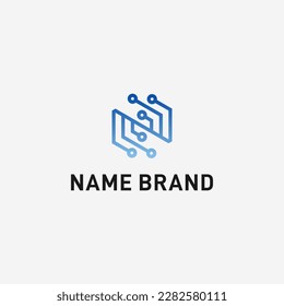 letter N technology logo design