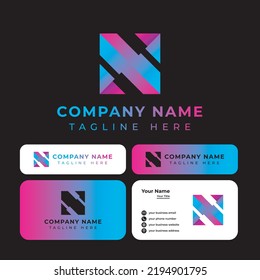 Logotipo de tecnología Carta N, adecuado para cualquier empresa.