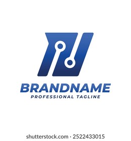 Letra N Tecnologia Logotipo, adequado para qualquer empresa com N iniciais