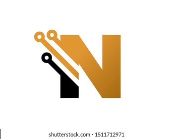 Letter N technology logo or symbol template design