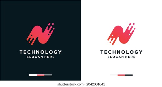 Plantilla de logotipo de tecnología de letra n