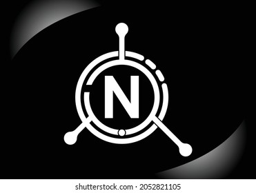 Letter N with technology logo vector icon symbol. Suitable for technology, Internet, computer, and data related business.