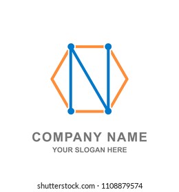 Letter N Technology Network Hexagon Logo Vector
