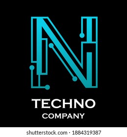 Letter n technology vector logo template. Suitable for technology, digital, web, link, internet, media etc