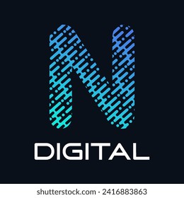Letter n technology vector logo template. Suitable for technology, digital, web, link, internet, media etc