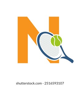 Letter N Tennis Logo. Paddle Symbol Vector Template