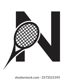 Letter N Tennis Logo. Paddle Symbol Vector Template