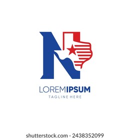 Letter N Texas Map Logo Design Symbol Vector Icon Graphic Emblem Illustration