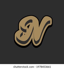 letter N text effect design vector