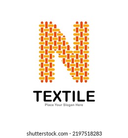 Letter N textile pattern and sewing logo vector design. Suitable for business, textile fabric, initial name, fashion, knitting, and poster