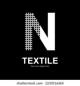 Letter N textile pattern and sewing logo vector design. Suitable for business, textile fabric, initial name, fashion, and knitting