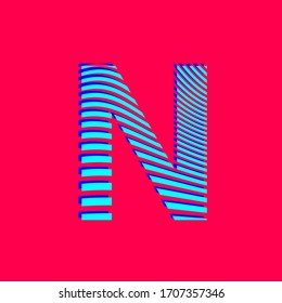 Letter N textured in curved lines, sports style, editable vector