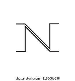 letter n thin lines arrows logo vector