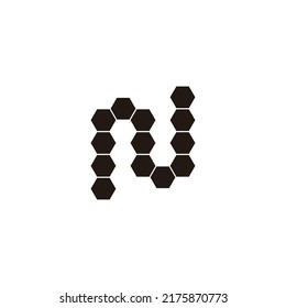 Letter N thirteen hexagons geometric symbol simple logo vector