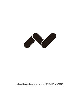 Letter N three capsules geometric symbol simple logo vector