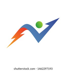 Letter N Thunder and Arrow Logo Design