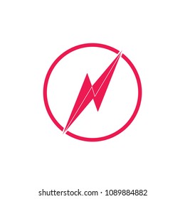 letter n thunder bolt circle design logo vector 