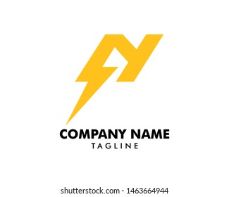 Letter N thunder bolt design logo