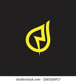 letter n thunder bulb design logo 
