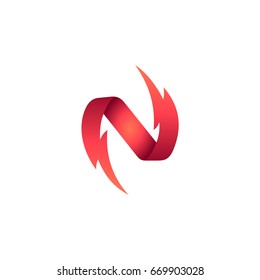 Letter N With Thunder Initial Logo Template