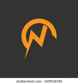 letter n thunder shape geometric logo vector