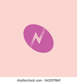 letter N thunders with arrows oval shape  design logo vector